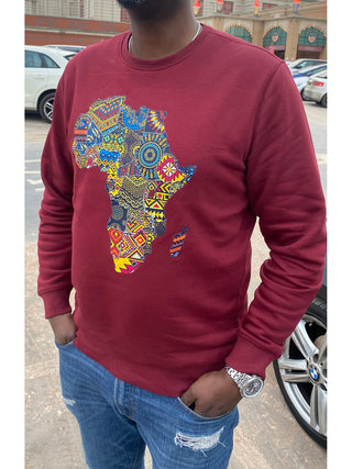 Kuducu Maroon Organic Cotton Africa Map Sweatshirt (Unisex)