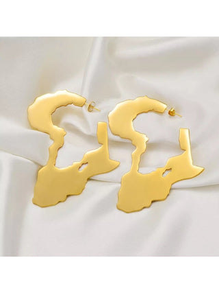 Africa Map 18ct Gold Plated Earrings