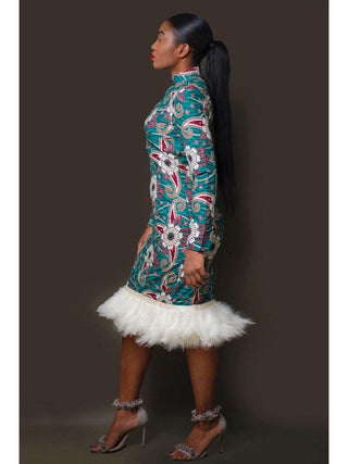 African Midi dress, African long sleeved dress, African women clothing, African fashion, African Wedding - Kuducu