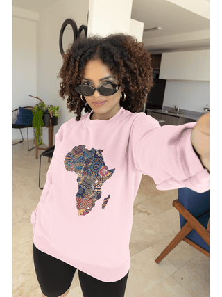 Kuducu Pink Organic Cotton Africa Map Sweatshirt (Unisex)