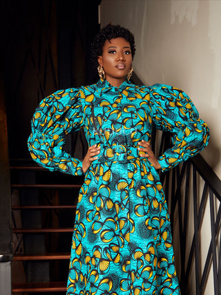 Golden Sun African Print Dress