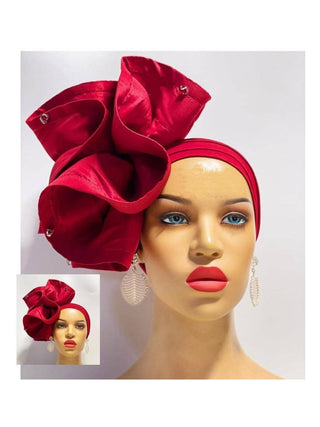 Red Bow Head Wrap Turban