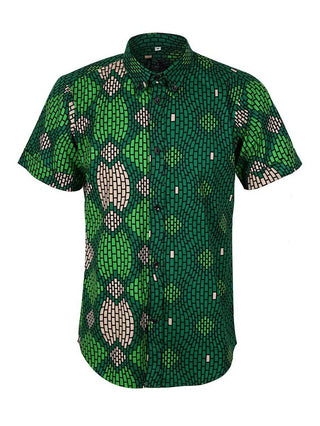 Green fields African Print Shirt
